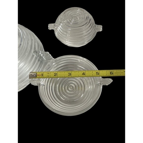 Vintage 1938-43 discontinued Anchor Hocking clear Manhattan 5 pc berry bowl set - Picture 6 of 9